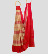 Load image into Gallery viewer, Beige N Cadmium Red Dhonekhali Cotton Saree-Body