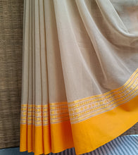 Load image into Gallery viewer, Beige N Golden Yellow Nakshi Border Handloom Cotton Saree-Border