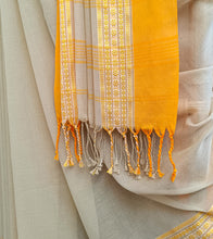 Load image into Gallery viewer, Beige N Golden Yellow Nakshi Border Handloom Cotton Saree-Tassel