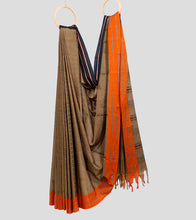 Load image into Gallery viewer, Coffee With Black N Orange Begumpuri Cotton Saree-Body