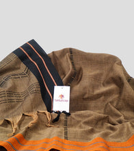 Load image into Gallery viewer, Coffee With Black N Orange Begumpuri Cotton Saree-Detail