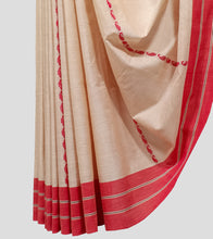 Load image into Gallery viewer, Cream With Red N Black Begumpuri Cotton Saree-Border