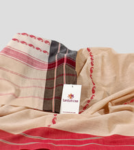 Load image into Gallery viewer, Cream With Red N Black Begumpuri Cotton Saree-Detail