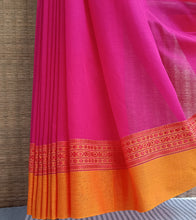 Load image into Gallery viewer, Fuchsia Pink N Orange Nakshi Border Handloom Cotton Saree-Border
