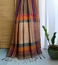 Load image into Gallery viewer, Grey Multicolour Border N Jute Ghicha Pallu Handloom Cotton Saree-Pallu
