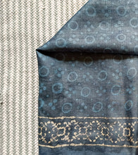 Load image into Gallery viewer, Indigo Kashish Hand Block Print Tussar Silk Saree-Blouse Piece
