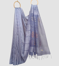 Load image into Gallery viewer, Lavender Matka Muslin Silk Shell Sequin Zari Jamdani Saree-Body