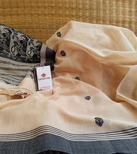 Load image into Gallery viewer, Light Beige N Black Cotton Baluchari Saree-Detail