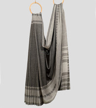 Load image into Gallery viewer, Light Grey N Black Dhonekhali Cotton Saree-Body