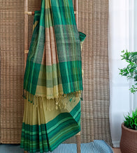 Load image into Gallery viewer, Limade Green Multi Green Border N Jute Ghicha Pallu Handloom Cotton Saree-Body N Pallu