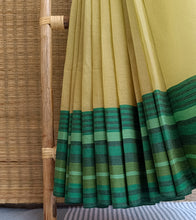 Load image into Gallery viewer, Limade Green Multi Green Border N Jute Ghicha Pallu Handloom Cotton Saree-Border