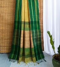 Load image into Gallery viewer, Limade Green Multi Green Border N Jute Ghicha Pallu Handloom Cotton Saree-Pallu