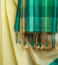 Load image into Gallery viewer, Limade Green Multi Green Border N Jute Ghicha Pallu Handloom Cotton Saree-Tassel