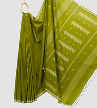 Load image into Gallery viewer, Lime Green Handloom Cotton Jamdani Saree-Body