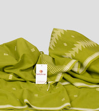 Load image into Gallery viewer, Lime Green Handloom Cotton Jamdani Saree-Detail