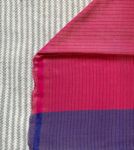 Load image into Gallery viewer, Magenta Pink N Royal Blue Mercerized Cotton Brocade Saree-Blouse Piece