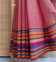 Load image into Gallery viewer, Maroon Multicolour Border N Jute Ghicha Pallu Handloom Cotton Saree-Border