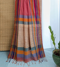 Load image into Gallery viewer, Maroon Multicolour Border N Jute Ghicha Pallu Handloom Cotton Saree-Pallu