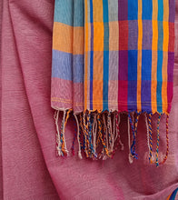 Load image into Gallery viewer, Maroon Multicolour Border N Jute Ghicha Pallu Handloom Cotton Saree-Tassel
