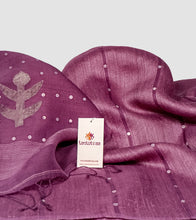 Load image into Gallery viewer, Mauve Matka Muslin Silk Shell Sequin Zari Jamdani Saree-Detail