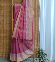 Load image into Gallery viewer, Mauve Pink N Blush Pink Nakshi Border Handloom Cotton Saree-Body N Pallu