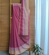 Load image into Gallery viewer, Mauve Pink N Blush Pink Nakshi Border Handloom Cotton Saree-Body