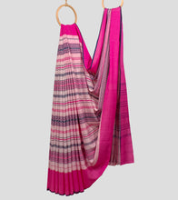Load image into Gallery viewer, Mexican Pink N Midnight Blue Dhonekhali Cotton Saree-Body