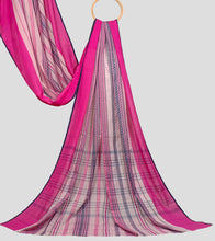 Load image into Gallery viewer, Mexican Pink N Midnight Blue Dhonekhali Cotton Saree-Pallu