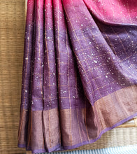 Load image into Gallery viewer, Mustard Ombre Hand Batik Kalamkari Zari Check Tussar Silk Saree-Border