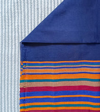 Load image into Gallery viewer, Navy Blue Multicolour Border N Jute Ghicha Pallu Handloom Cotton Saree-Blouse Piece