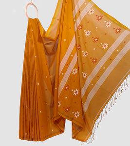 Orange Handloom Cotton Jamdani Saree-Body
