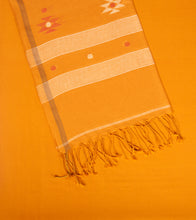 Load image into Gallery viewer, Orange Handloom Cotton Jamdani Saree-Tassel