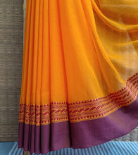 Load image into Gallery viewer, Orange N Deep Plum Nakshi Border Handloom Cotton Saree-Border