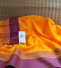 Load image into Gallery viewer, Orange N Deep Plum Nakshi Border Handloom Cotton Saree-Detail