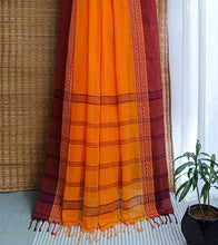 Load image into Gallery viewer, Orange N Deep Plum Nakshi Border Handloom Cotton Saree-Pallu
