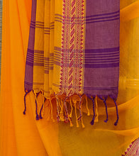 Load image into Gallery viewer, Orange N Deep Plum Nakshi Border Handloom Cotton Saree-Tassel