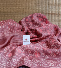Load image into Gallery viewer, Peach Brown Kashish Hand Block Print Tussar Silk Saree-Detail