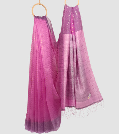 Persian Pink Muslin Silk Sequin Work Saree-Body