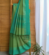 Load image into Gallery viewer, Pista Green N Aqua Green Nakshi Border Handloom Cotton Saree-Body N Pallu