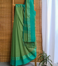 Load image into Gallery viewer, Pista Green N Aqua Green Nakshi Border Handloom Cotton Saree-Body