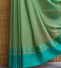 Load image into Gallery viewer, Pista Green N Aqua Green Nakshi Border Handloom Cotton Saree-Border