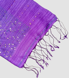 Purple Muslin Silk Sequin Work Saree-Tassel