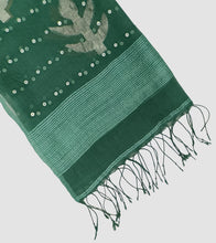 Load image into Gallery viewer, Sea Green Matka Muslin Silk Shell Sequin Zari Jamdani Saree-Tassel