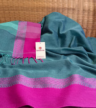 Load image into Gallery viewer, Teal N Fuchsia Nakshi Border Handloom Cotton Saree-Detail