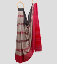 Load image into Gallery viewer, White Red N Black Dhonekhali Cotton Saree-Body