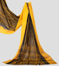 Load image into Gallery viewer, Black N Mustard Dhonekhali Cotton Saree-Pallu