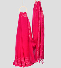 Load image into Gallery viewer, Bright Pink Linen Jamdani Saree-Body