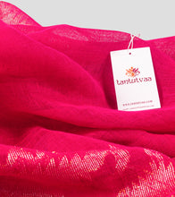 Load image into Gallery viewer, Bright Pink Linen Jamdani Saree-Detail