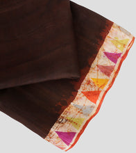 Load image into Gallery viewer, Brown N Orange Bishnupuri Silk Hand Batik Saree-Blouse Piece