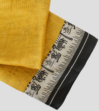 Load image into Gallery viewer, Canary Yellow Murshidabad Printed Silk Saree-Blouse Piece